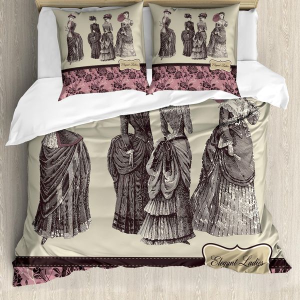 Abakuhaus Copripiumino Vittoriano, Borsa Moda Donna, Antiacaro E Anallergico Con Federe, 200 Cm X 200 Cm - 80 X 80 Cm, Rosa Grigio-image