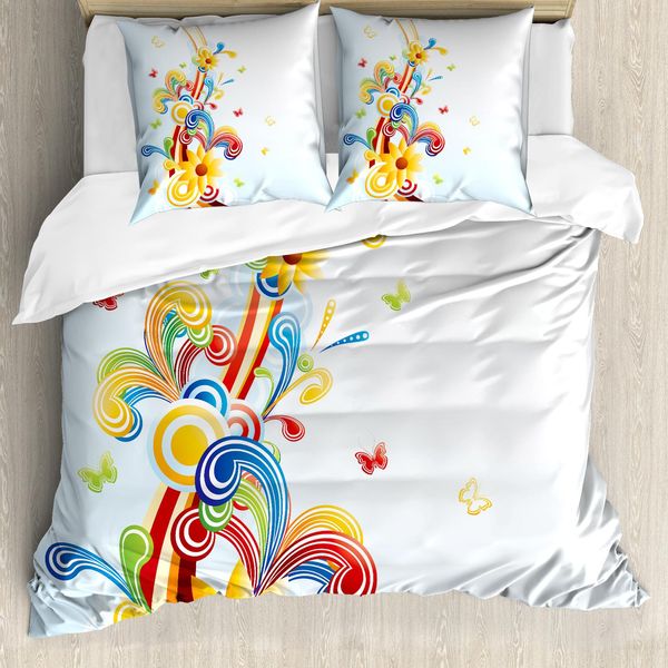 Abakuhaus Copripiumino Astratto, Funky Vertical Welle, Antiacaro, Adatto A Chi Soffre Di Allergie, Con Federe, 200 Cm X 200 Cm - 80 X 80 Cm, Multicolore-image