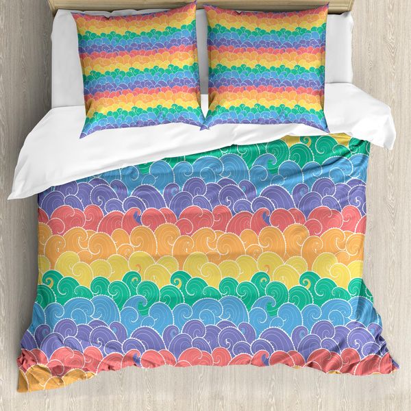 Abakuhaus Set Copripiumino Colorato Per Letti Matrimoniali, Cartoni Animati Sottomarini, Antiacaro, Adatto A Chi Soffre Di Allergie, Con Federe, Multicolore-image