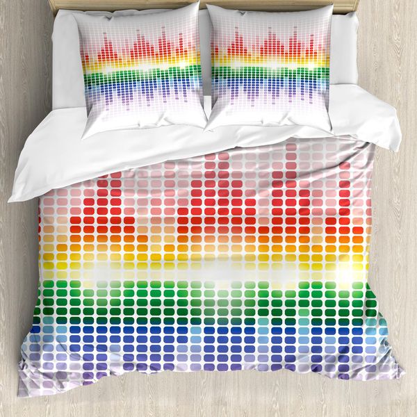 Abakuhaus Copripiumino Musicale, Colori Vivaci Club-Disco, Antiacaro, Adatto A Chi Soffre Di Allergie, Con Federe, 200 Cm X 200 Cm - 80 X 80 Cm, Multicolore-image