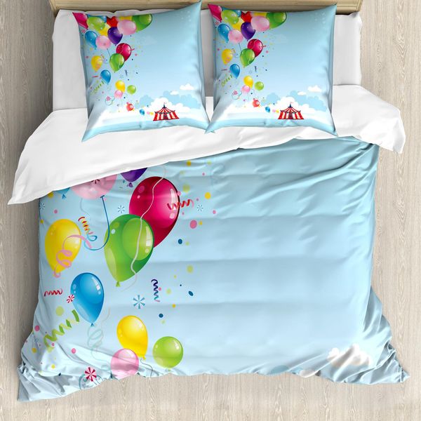 Abakuhaus Copripiumino Circus, Palloncini Da Carnevale, Antiacaro, Adatto A Chi Soffre Di Allergie, Con Federe, 200 Cm X 200 Cm - 80 X 80 Cm, Multicolore-image