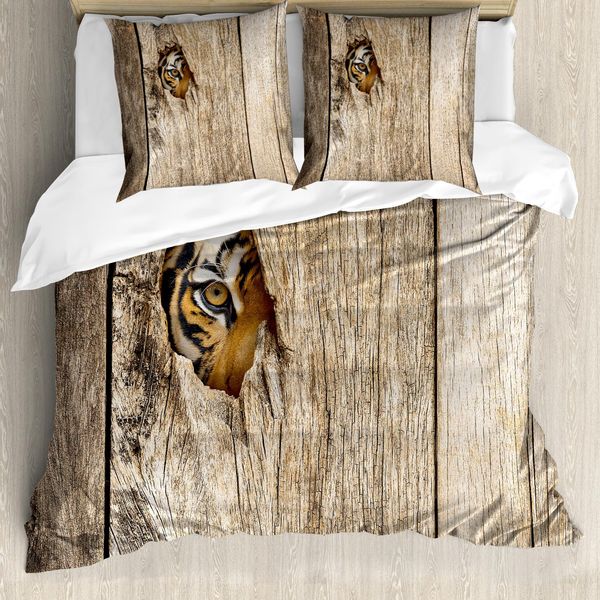 Abakuhaus Copripiumino Safari, Siberian Wild Tiger Eye, Antiacaro, Adatto A Chi Soffre Di Allergie, Con Federe, 200 Cm X 200 Cm - 80 X 80 Cm, Marrone-image