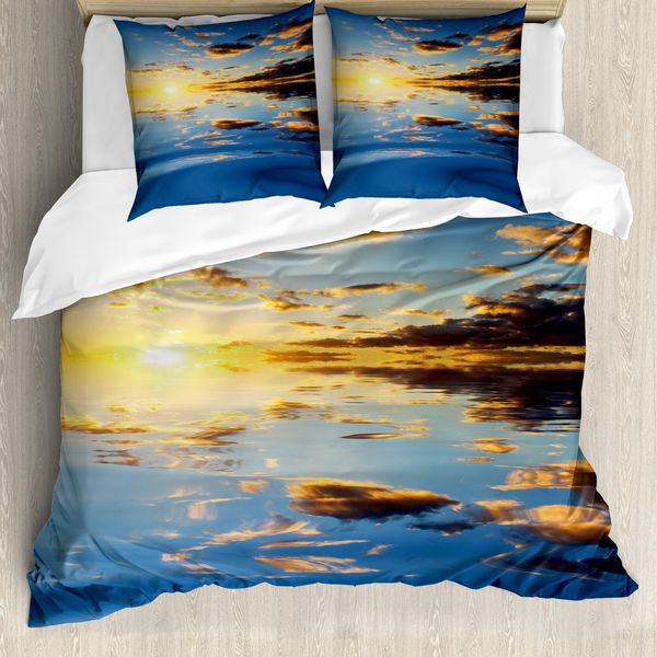 Abakuhaus Copripiumino Mystiker, Tropical Vivid Landschaft, Antiacaro E Anallergico, Con Federe, 200 Cm X 200 Cm - 80 X 80 Cm, Giallo/Blu-image