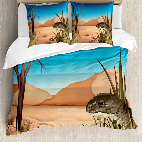 Abakuhaus Copripiumino Reptil, Deserto Tropical Naturale, Antiacaro, Adatto A Chi Soffre Di Allergie, Con Federe, 200 Cm X 200 Cm - 80 X 80 Cm, Multicolore-image