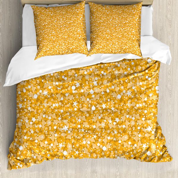 Abakuhaus Copripiumino Giallo, Motivo A Pois Astratto, Antiacaro, Adatto A Chi Soffre Di Allergie, Con Federe, 200 Cm X 200 Cm - 80 X 80 Cm, Arancione-image