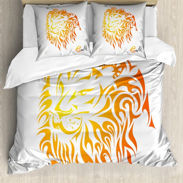 Abakuhaus Copripiumino Astrologia, Oroscopo Leone, Antiacaro, Adatto A Chi Soffre Di Allergie, Con Federe, 155 Cm X 220 Cm - 80 X 80 Cm, Arancione-image