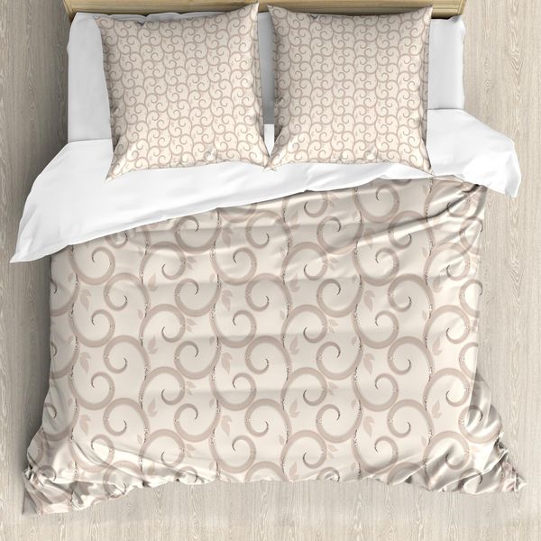 Abakuhaus Copripiumino Beige, Motivo Floreale Barocco Retrò, Antiacaro, Adatto A Chi Soffre Di Allergie, Con Federe, 200 Cm X 200 Cm - 80 X 80 Cm, Beige-image