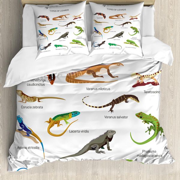 Abakuhaus Copripiumino Reptil, Lucertole Esotiche Rettili, Antiacaro Adatto A Chi Soffre Di Allergie Con Federe, 155 Cm X 220 Cm - 80 X 80 Cm, Multicolore-image