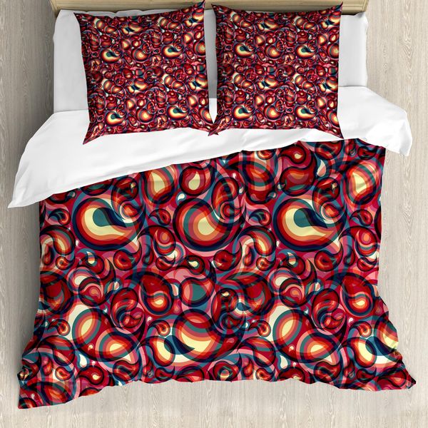 Abakuhaus Copripiumino Paisley, Paisley Moderno, Antiacaro, Adatto A Chi Soffre Di Allergie, Con Federe, 155 Cm X 220 Cm - 80 X 80 Cm, Multicolore-image