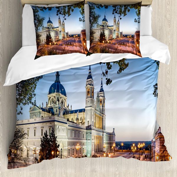Abakuhaus Europa Set Copripiumino Per Letti Matrimoniali, Palazzo Reale Di Madrid, Antiacaro, Adatto A Chi Soffre Di Allergie, Con Federe, Multicolore-image