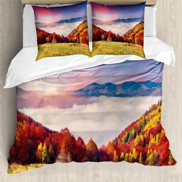 Abakuhaus Copripiumino Naturale, Fall-Morgen Berg, Antiacaro, Adatto A Chi Soffre Di Allergie, Con Federe, 200 Cm X 200 Cm - 80 X 80 Cm, Multicolore-image