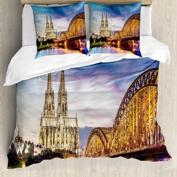 Abakuhaus Copripiumino Europeo, Ponte Vecchio E Reno, Antiacaro, Adatto A Chi Soffre Di Allergie, Con Federe, 155 Cm X 220 Cm - 80 X 80 Cm, Multicolore-image