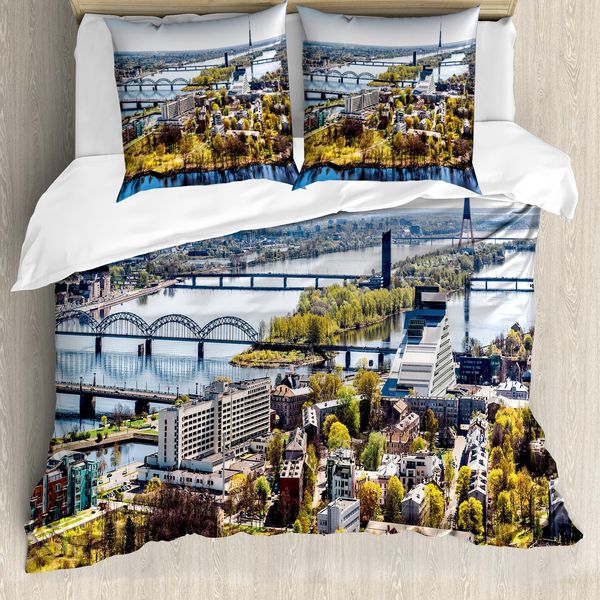 Abakuhaus Copripiumino Europeo, Vista Della Città Vecchia Di Riga, Antiacaro, Adatto A Chi Soffre Di Allergie, Con Federe, 155 Cm X 220 Cm - 80 X 80 Cm, Multicolore-image
