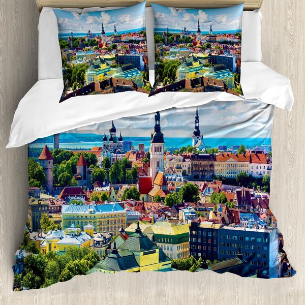 Abakuhaus Copripiumino Europeo, Città Di Tallinn, Estonia, Antiacaro, Adatto A Chi Soffre Di Allergie, Con Federe, 155 Cm X 220 Cm - 80 X 80 Cm, Multicolore-image