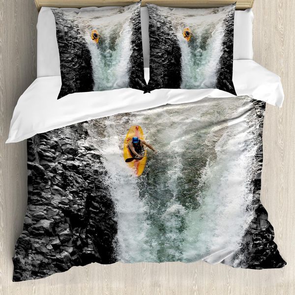 Abakuhaus Copripiumino Waterfall, Cliffs Waterfall Canoa, Antiacaro, Adatto A Chi Soffre Di Allergie, Con Federe, 200 Cm X 200 Cm - 80 X 80 Cm, Multicolore-image
