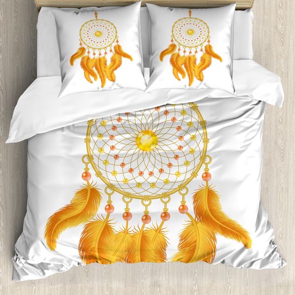 Abakuhaus Copripiumino Azteco, American Indigenous, Antiacaro, Adatto A Chi Soffre Di Allergie, Con Federe, 200 Cm X 200 Cm - 80 X 80 Cm, Marigold Bianco-image