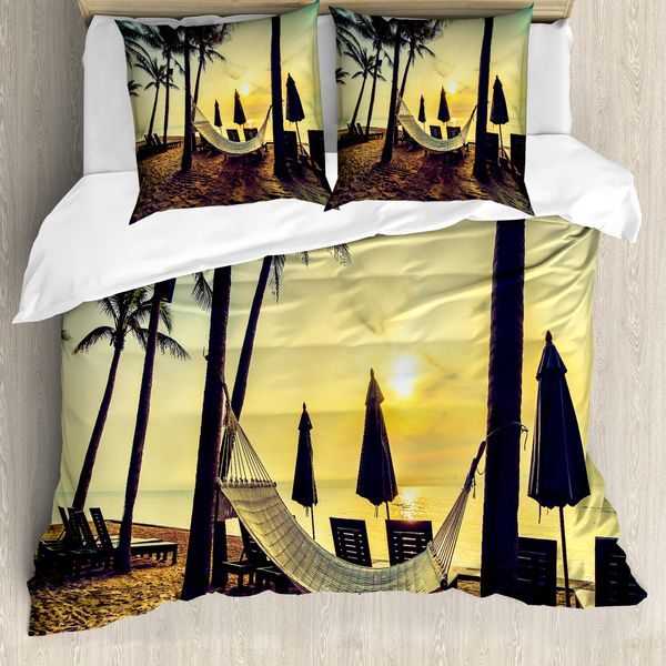 Abakuhaus Copripiumino Da Spiaggia, Palme Esotiche Coconut, Antiacaro, Adatto A Chi Soffre Di Allergie, Con Federe, 200 Cm X 200 Cm - 80 X 80 Cm, Multicolore-image