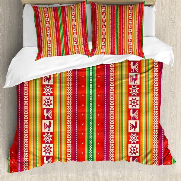 Abakuhaus Copripiumino Colorato, Motivo Azteco Americano, Antiacaro, Adatto A Chi Soffre Di Allergie, Con Federe, 200 Cm X 200 Cm - 80 X 80 Cm, Multicolore-image