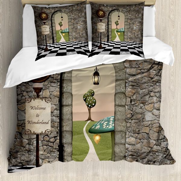 Abakuhaus Set Copripiumino Con Motivo Caricaturale Per Letti Matrimoniali, Motivo Fiabesco, Antiacaro, Adatto A Chi Soffre Di Allergie, Con Federe, Multicolore-image