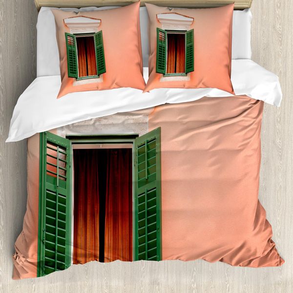 Abakuhaus Copripiumino Land, Persiane Retrò Vintage, Antiacaro E Anallergico Con Federe, 200 Cm X 200 Cm - 80 X 80 Cm, Arancione Verde Bianco-image