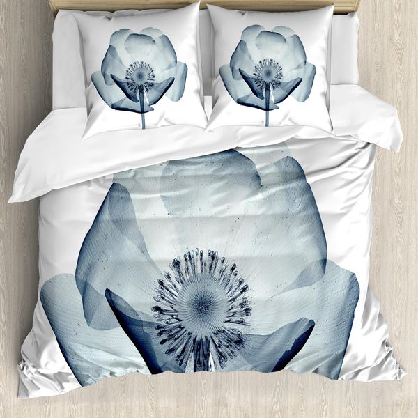 Abakuhaus Copripiumino Con Motivo Floreale, Tema Natura Complesso, Antiacaro, Adatto A Chi Soffre Di Allergie, Con Federe, 200 Cm X 200 Cm - 80 X 80 Cm, Verde Acqua Bianco-image