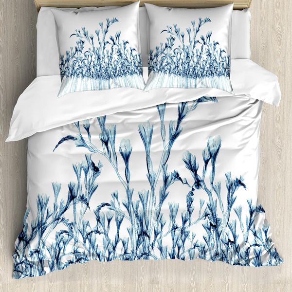 Abakuhaus Copripiumino Blume, X-Ray Blumen Natur, Antiacaro, Adatto A Chi Soffre Di Allergie, Con Federe, 200 Cm X 200 Cm - 80 X 80 Cm, Verde Acqua Bianco-image