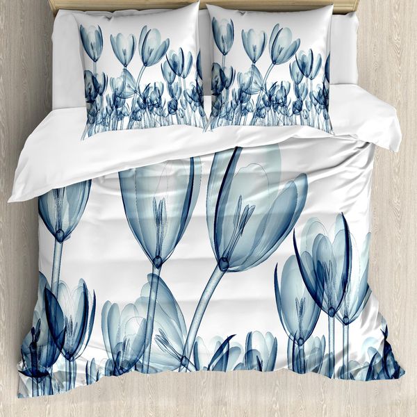 Abakuhaus Copripiumino Con Motivo Floreale, Stampa Floreale, Antiacaro, Adatto A Chi Soffre Di Allergie, Con Federe, 155 Cm X 220 Cm - 80 X 80 Cm, Verde Acqua Bianco-image