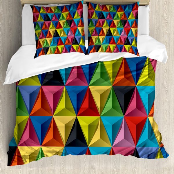 Abakuhaus Copripiumino Geometrico, Pyramid Forms Moderno, Antiacaro, Adatto A Chi Soffre Di Allergie, Con Federe, 200 Cm X 200 Cm - 80 X 80 Cm, Multicolore-image