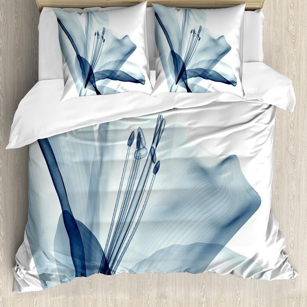 Abakuhaus Copripiumino Con Motivo Floreale, Fiori E Piante Moderne, Antiacaro E Anallergico, Con Federe, 200 Cm X 200 Cm - 80 X 80 Cm, Verde Acqua E Bianco-image