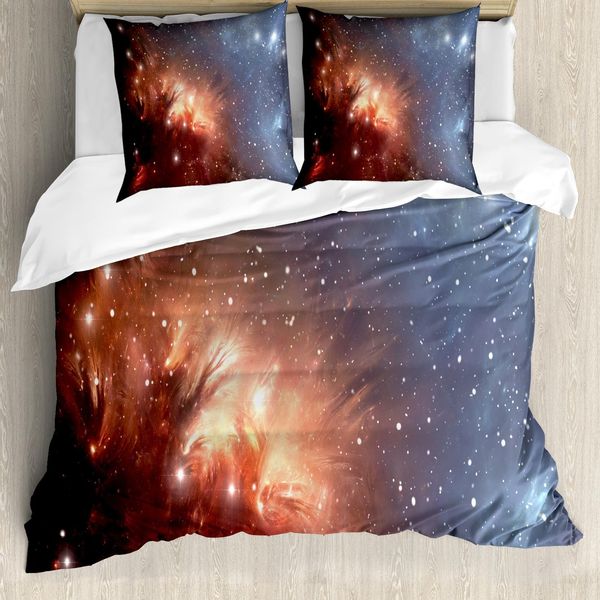 Abakuhaus Copripiumino Space, Astronomy Cosmos Space, Antiacaro, Adatto A Chi Soffre Di Allergie, Con Federe, 200 Cm X 200 Cm - 80 X 80 Cm, Burnt Orange Blue-image