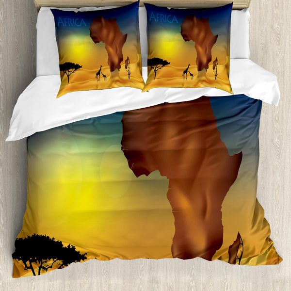 Abakuhaus Copripiumino Safari, Tropical Wildtier, Antiacaro, Adatto A Chi Soffre Di Allergie, Con Federe, 200 Cm X 200 Cm - 80 X 80 Cm, Arancione Cioccolato-Blu-image