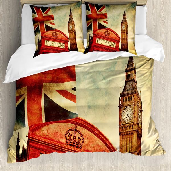 Abakuhaus London Copripiumino, Big Ben Inghilterra Londra, Antiacaro, Adatto A Chi Soffre Di Allergie, Con Federe, 155 Cm X 220 Cm - 80 X 80 Cm, Multicolore-image