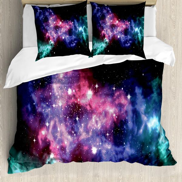 Abakuhaus Copripiumino Space, Dusty Gaswolke Sterne, Antiacaro, Adatto A Chi Soffre Di Allergie, Con Federe, 155 Cm X 220 Cm - 80 X 80 Cm, Viola Rosa Blu Navy-image