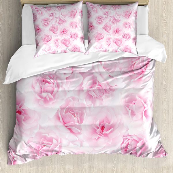 Abakuhaus Rose Copripiumino, Giardino Fiorito Vittoriano, Antiacaro, Adatto A Chi Soffre Di Allergie, Con Federe, 155 Cm X 220 Cm - 80 X 80 Cm, Rosa Tenue-image