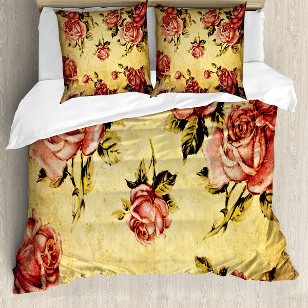Abakuhaus Copripiumino Rosa, Motivo In Stile Vittoriano, Antiacaro, Adatto A Chi Soffre Di Allergie, Con Federe, 200 Cm X 200 Cm - 80 X 80 Cm, Crema-Rosa-Verde-image