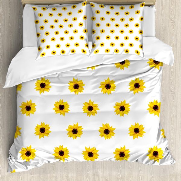 Abakuhaus Copripiumino Sunflower, Motivo Sunflower Natur, Antiacaro, Adatto A Chi Soffre Di Allergie, Con Federe, 155 Cm X 220 Cm - 80 X 80 Cm, Giallo-image