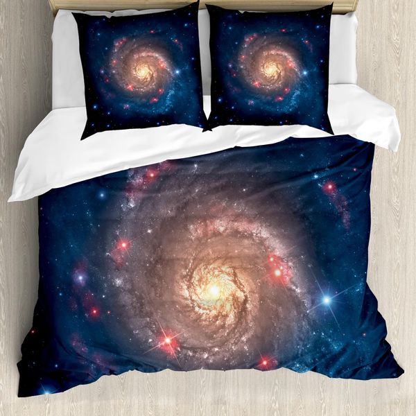 Abakuhaus Copripiumino Space, Black Hole Cosmos Space, Antiacaro, Adatto A Chi Soffre Di Allergie, Con Federe, 200 Cm X 200 Cm - 80 X 80 Cm, Blu Petrolio Pesca-image