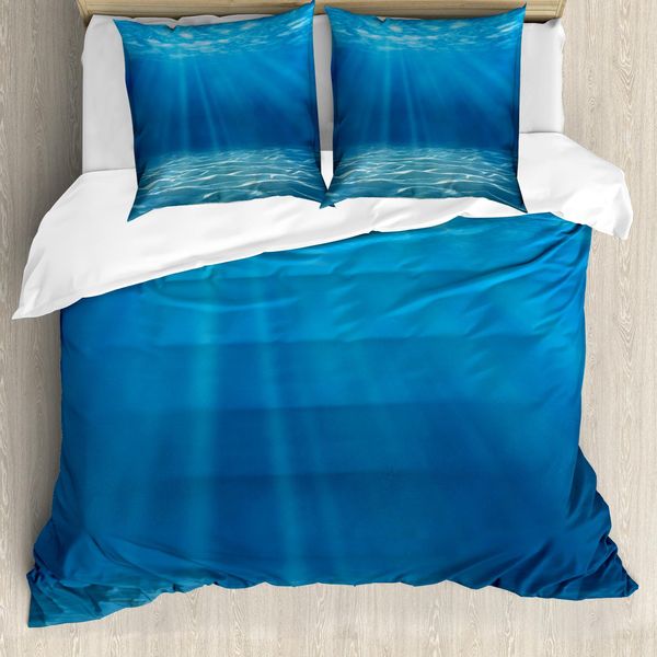 Abakuhaus Copripiumino Ocean, Underwater Wilderness, Antiacaro, Adatto A Chi Soffre Di Allergie, Con Federe, 200 Cm X 200 Cm - 80 X 80 Cm, Blu Turchese-image