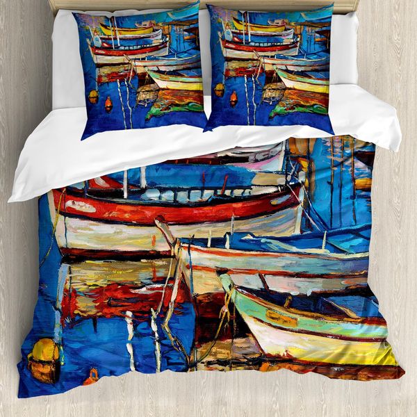 Abakuhaus Copripiumino Land, Shore At Warm Sonnenuntergang, Antiacaro, Adatto A Chi Soffre Di Allergie, Con Federe, 200 Cm X 200 Cm - 80 X 80 Cm, Multicolore-image