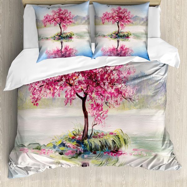 Abakuhaus Copripiumino Land, Ciliegio Giapponese, Antiacaro, Adatto A Chi Soffre Di Allergie, Con Federe, 155 Cm X 220 Cm - 80 X 80 Cm, Multicolore-image