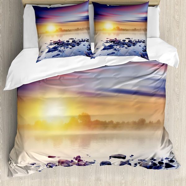 Abakuhaus Copripiumino Paesaggio, Magia Aurora Borealis, Antiacaro, Adatto A Chi Soffre Di Allergie, Con Federe, 200 Cm X 200 Cm - 80 X 80 Cm, Multicolore-image