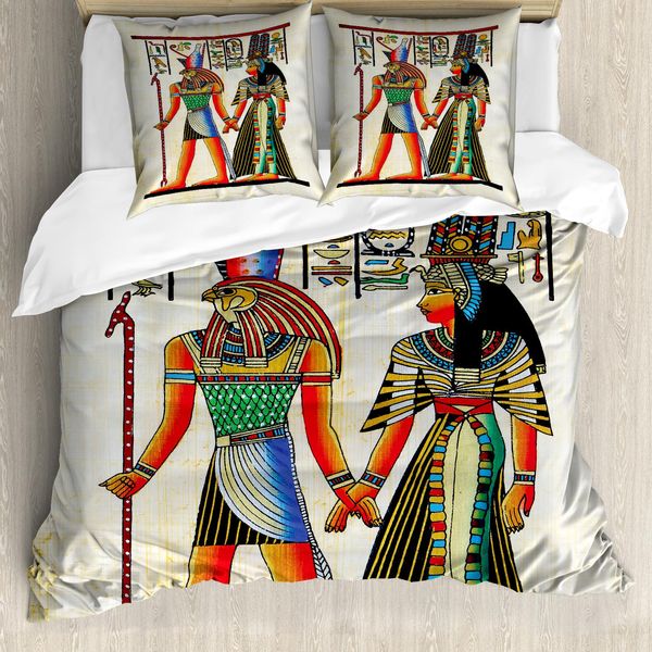 Abakuhaus Copripiumino Egiziano, Edificio In Papiro, Antiacaro, Adatto A Chi Soffre Di Allergie, Con Federe, 200 Cm X 200 Cm - 80 X 80 Cm, Multicolore-image