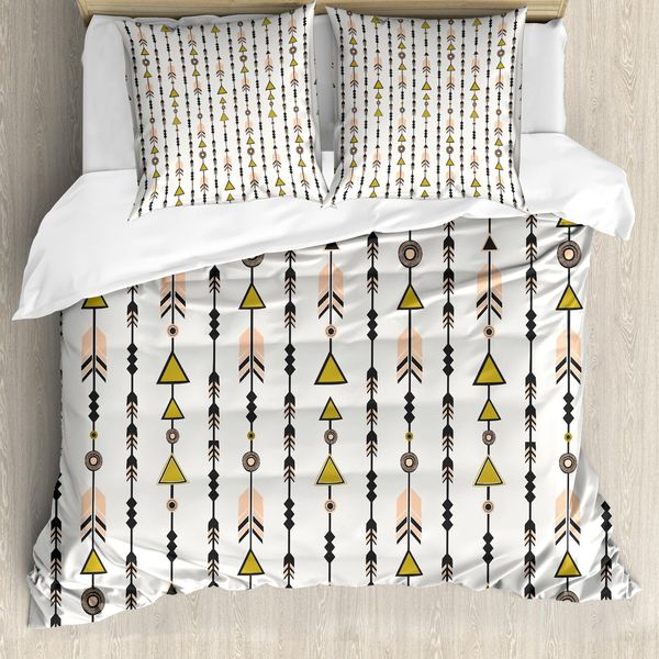 Abakuhaus Copripiumino Pfeil, Stile Boho Retrò, Antiacaro, Adatto A Chi Soffre Di Allergie, Con Federe, 155 Cm X 220 Cm - 80 X 80 Cm, Nero-Rosa-Verde-image
