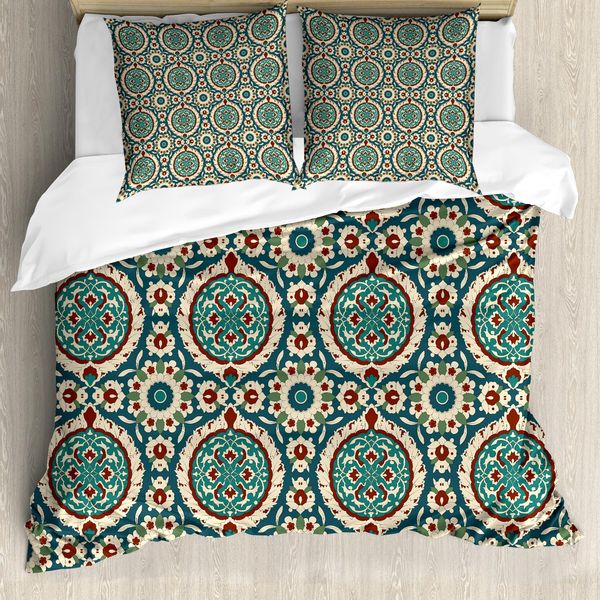 Abakuhaus Copripiumino Orient, Design Retrò Nostalgico, Antiacaro, Adatto A Chi Soffre Di Allergie, Con Federe, 155 Cm X 220 Cm - 80 X 80 Cm, Multicolore-image