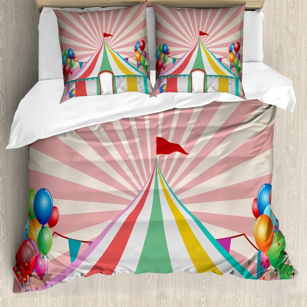 Abakuhaus Copripiumino Zirkus, Palloncini Da Circo Vintage, Antiacaro, Adatto A Chi Soffre Di Allergie, Con Federe, 200 Cm X 200 Cm - 80 X 80 Cm, Multicolore-image