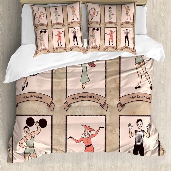 Abakuhaus Copripiumino Zirkus, Acrobati Circensi Ginnasti, Antiacaro, Adatto A Chi Soffre Di Allergie, Con Federe, 155 Cm X 220 Cm - 80 X 80 Cm, Rosa Beige-image