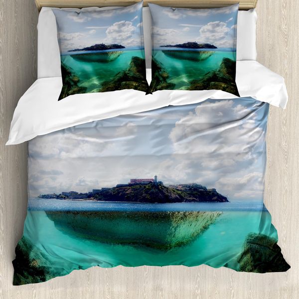 Abakuhaus Copripiumino Insel, Misty Atlantik, Antiacaro, Adatto A Chi Soffre Di Allergie, Con Federe, 155 Cm X 220 Cm - 80 X 80 Cm, Blu, Grigio, Bianco-image