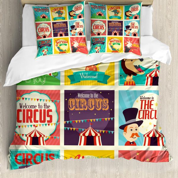 Abakuhaus Copripiumino Zirkus, Karneval Old Circus, Antiacaro, Adatto A Chi Soffre Di Allergie, Con Federe, 155 Cm X 220 Cm - 80 X 80 Cm, Multicolore-image