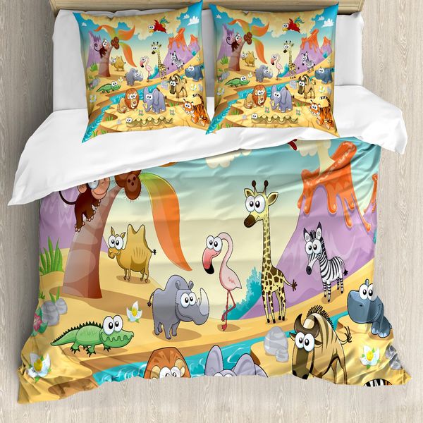 Abakuhaus Set Copripiumino Colorato Per Letti Matrimoniali, Animale Naturale Ippopotamo, Antiacaro, Adatto A Chi Soffre Di Allergie, Con Federe, Multi-image