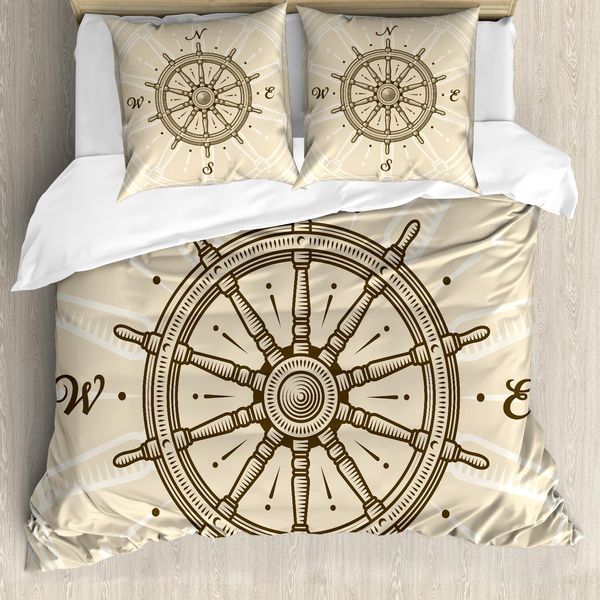 Abakuhaus Copripiumino Steuerrad, Lenkrad-Reisen, Antiacaro, Adatto A Chi Soffre Di Allergie, Con Federe, 155 Cm X 220 Cm - 80 X 80 Cm, Beige Marrone-image